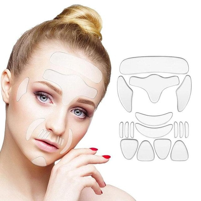 16 Pcs Anti Wrinkle Reusable Silicone Face Forehead Neck Skin Care Lifting Patches Anti Aging Facial Firming Pads