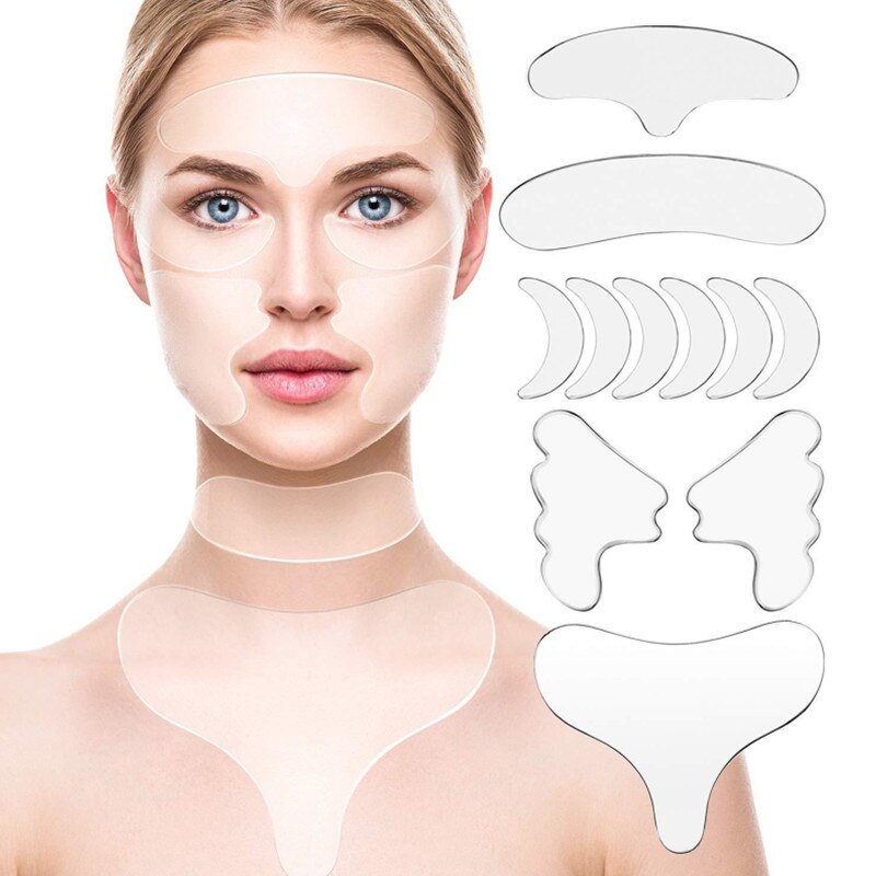 16 Pcs Anti Wrinkle Reusable Silicone Face Forehead Neck Skin Care Lifting Patches Anti Aging Facial Firming Pads